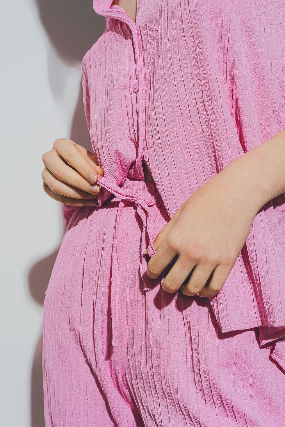 Miniatura: Textured Loose Trendy Shirt in Pink