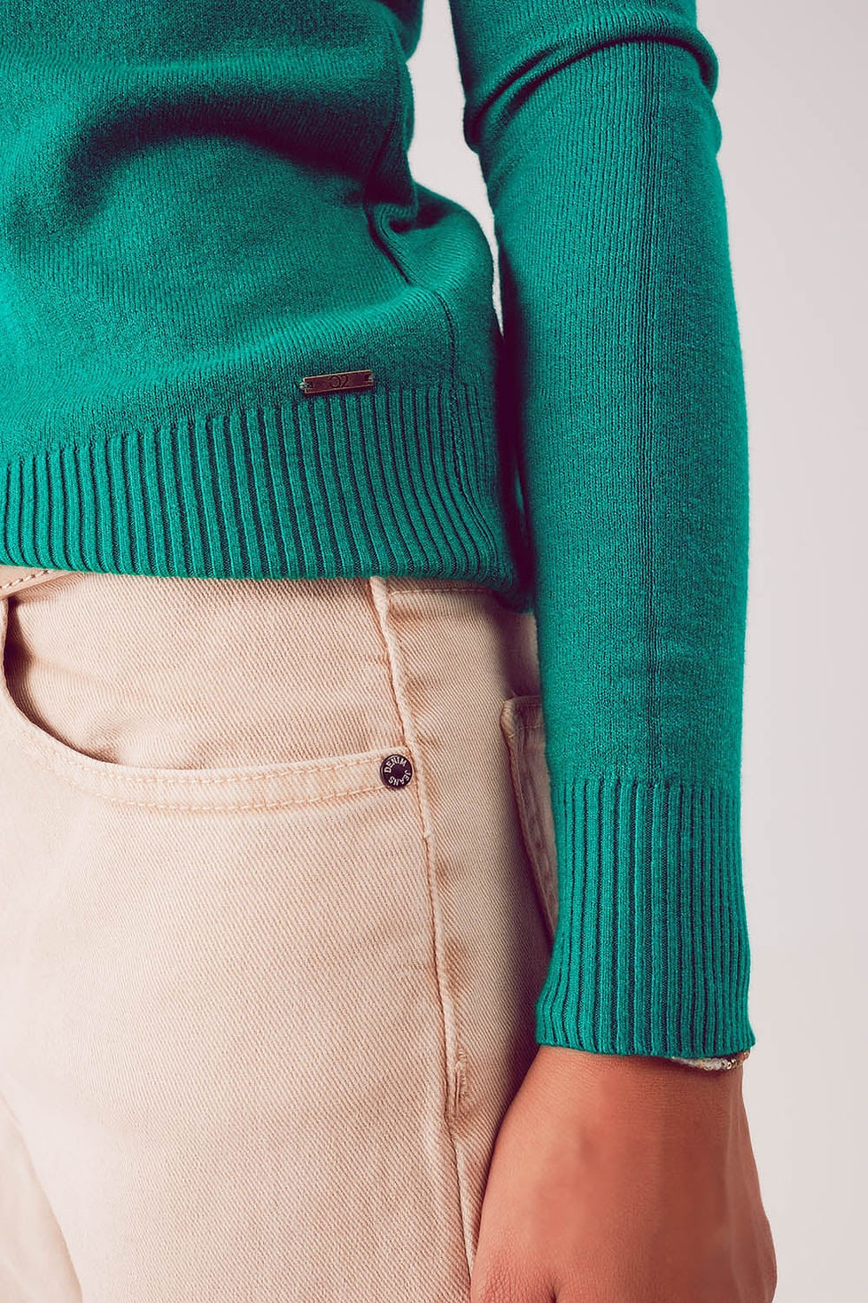 थंबनेल: Fine Knit High Neck Jumper in Green