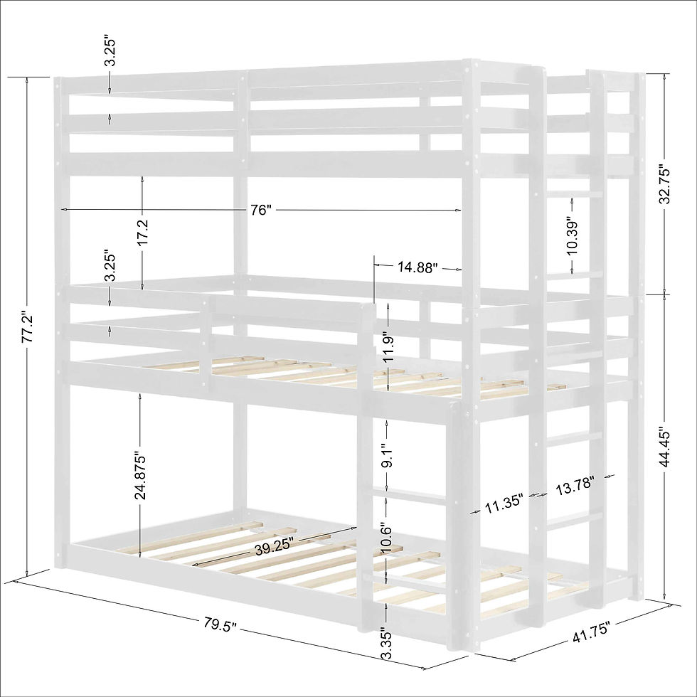 Thumbnail: Triple Bunk with Ladders,Detachable,Twin/Twin/Twin, White