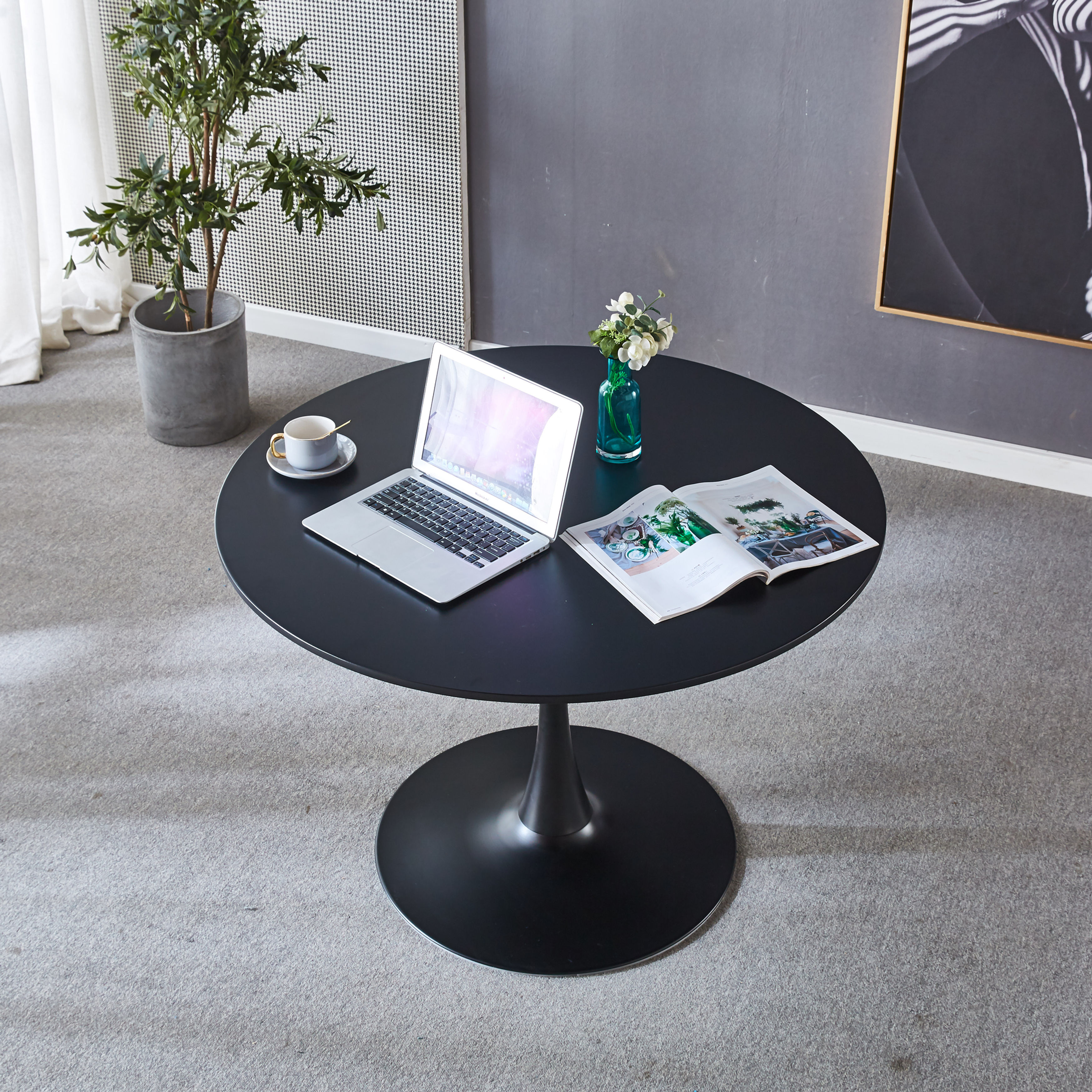 42INCH BIG Dining Table,MDF Dining Table , Kitchen Table,BLACK,Round
