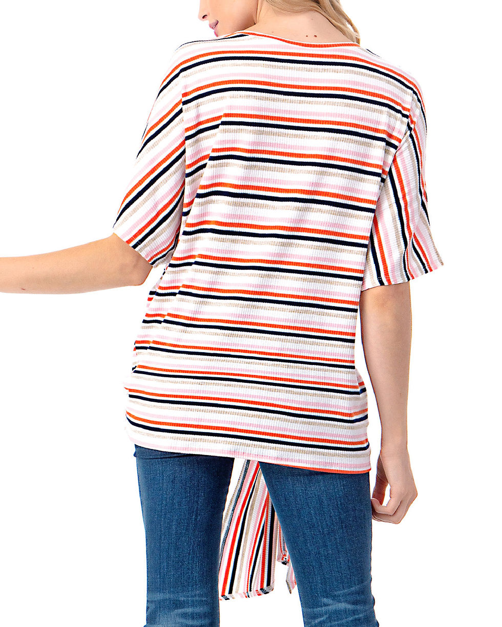 Thumbnail: ZIMEGO ♀️ Short Sleeve Loose Fit Dolman Tunic Front Knot Top Casual Shirts