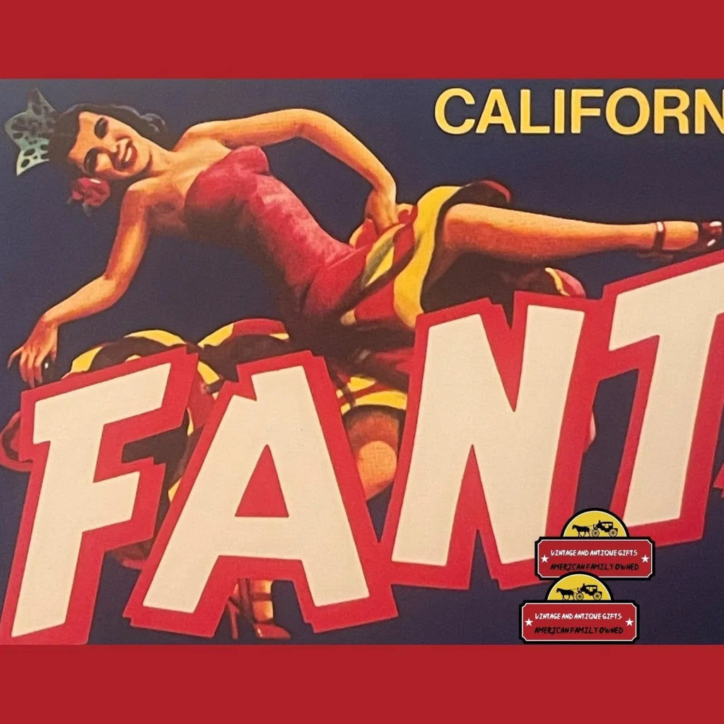 💃 Vintage Gift: 1960s Fantasia Crate Dancer Label, Fresno, Ca