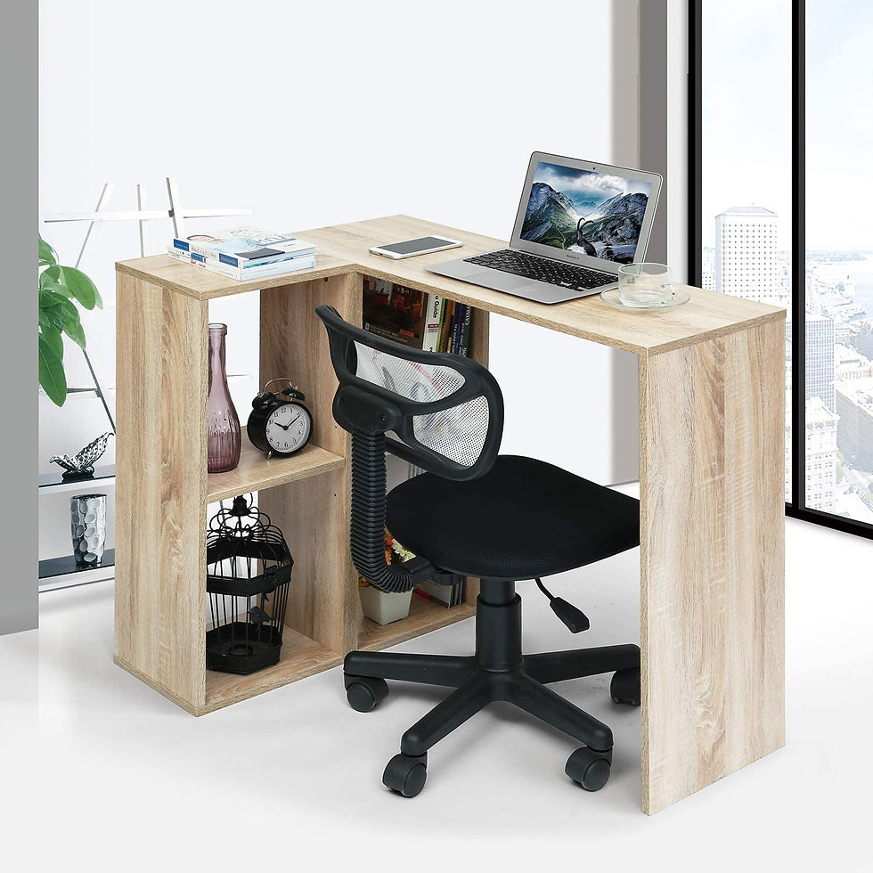 Thumbnail: Computer Desk Reversible Home Office Study Writing Desk with Shelf for Teens, Mo