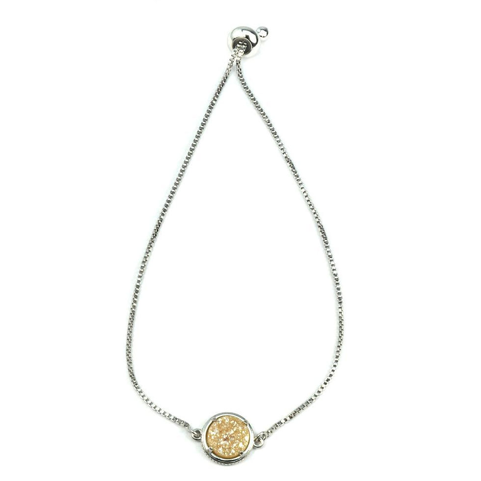 Thumbnail: 💫 Bracelet: Addison Druzy Silver Gem (Adjustable)