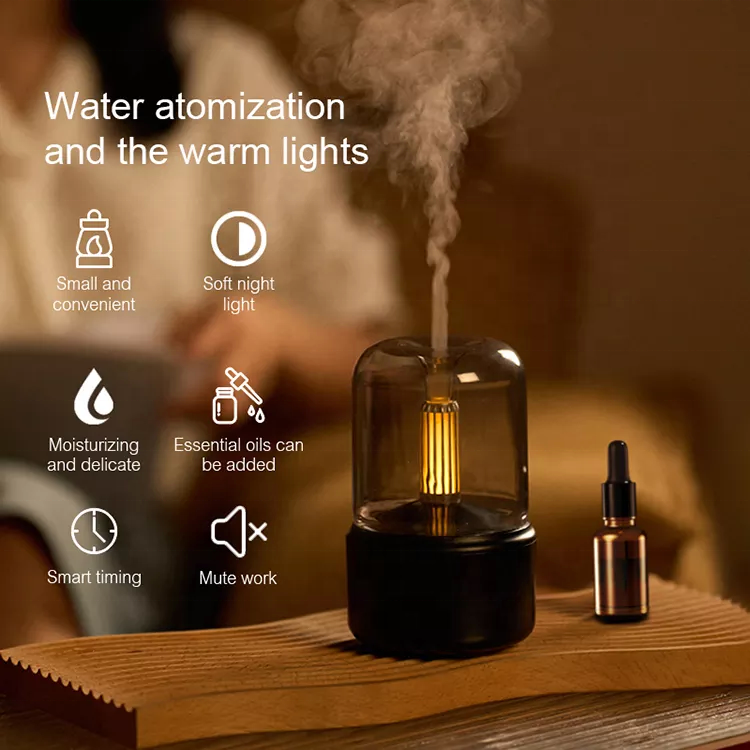 Thumbnail: Spa Home Mini USB Air Water Humidifier Flame Essential Oil Diffuser lamp