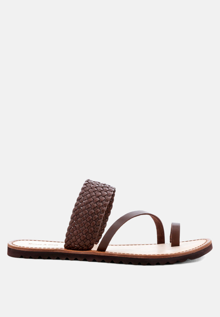 Thumbnail: London Fashion: Zina Braided Leather Flat Sandal