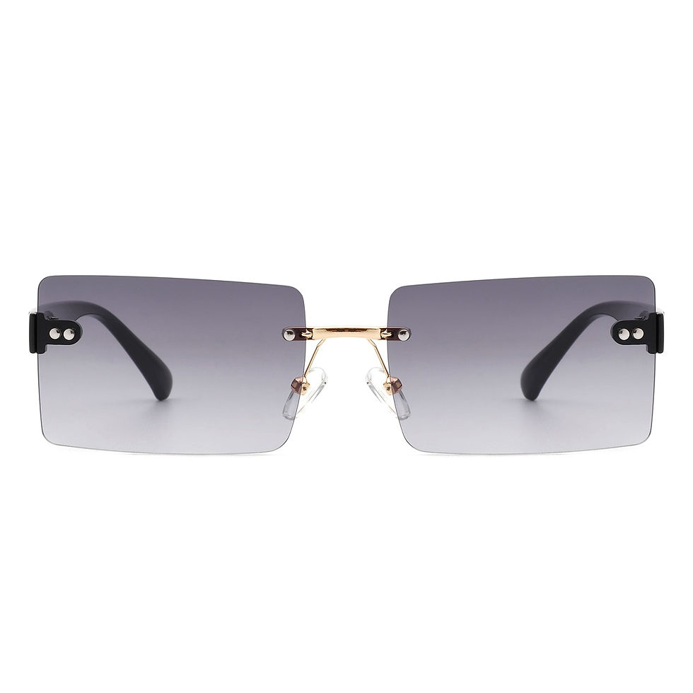 Miniature : Jadesoul - Rectangle Retro Rimless Tinted Fashion Vintage Square Sunglasses