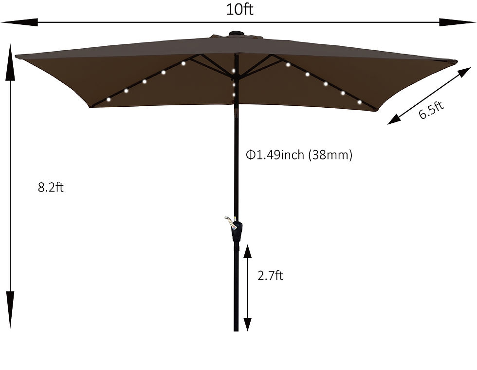 Thumbnail: 10 x 6.5t Rectangular Patio Umbrella Solar LED Lighted Outdoor Market Table Wate