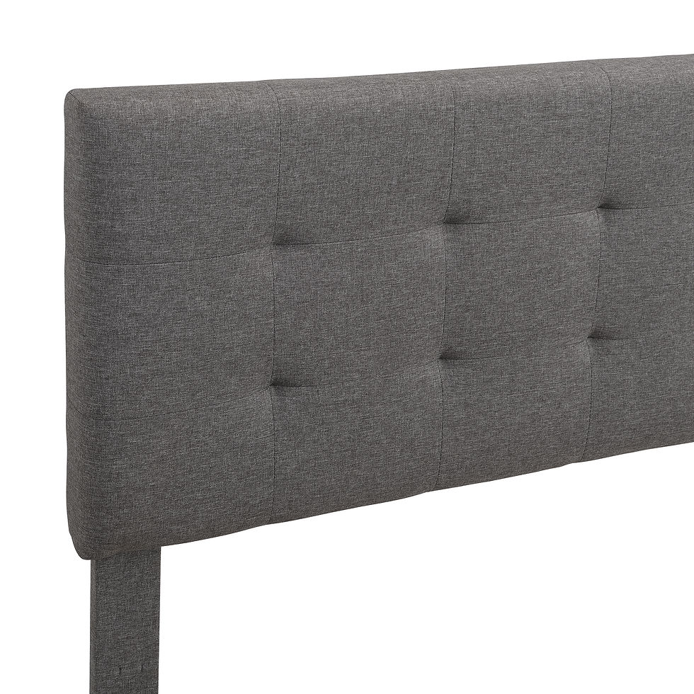 섬네일: Upholstered Platform Bed with Tufted Headboard, Box Spring Needed, Gray Linen Fa