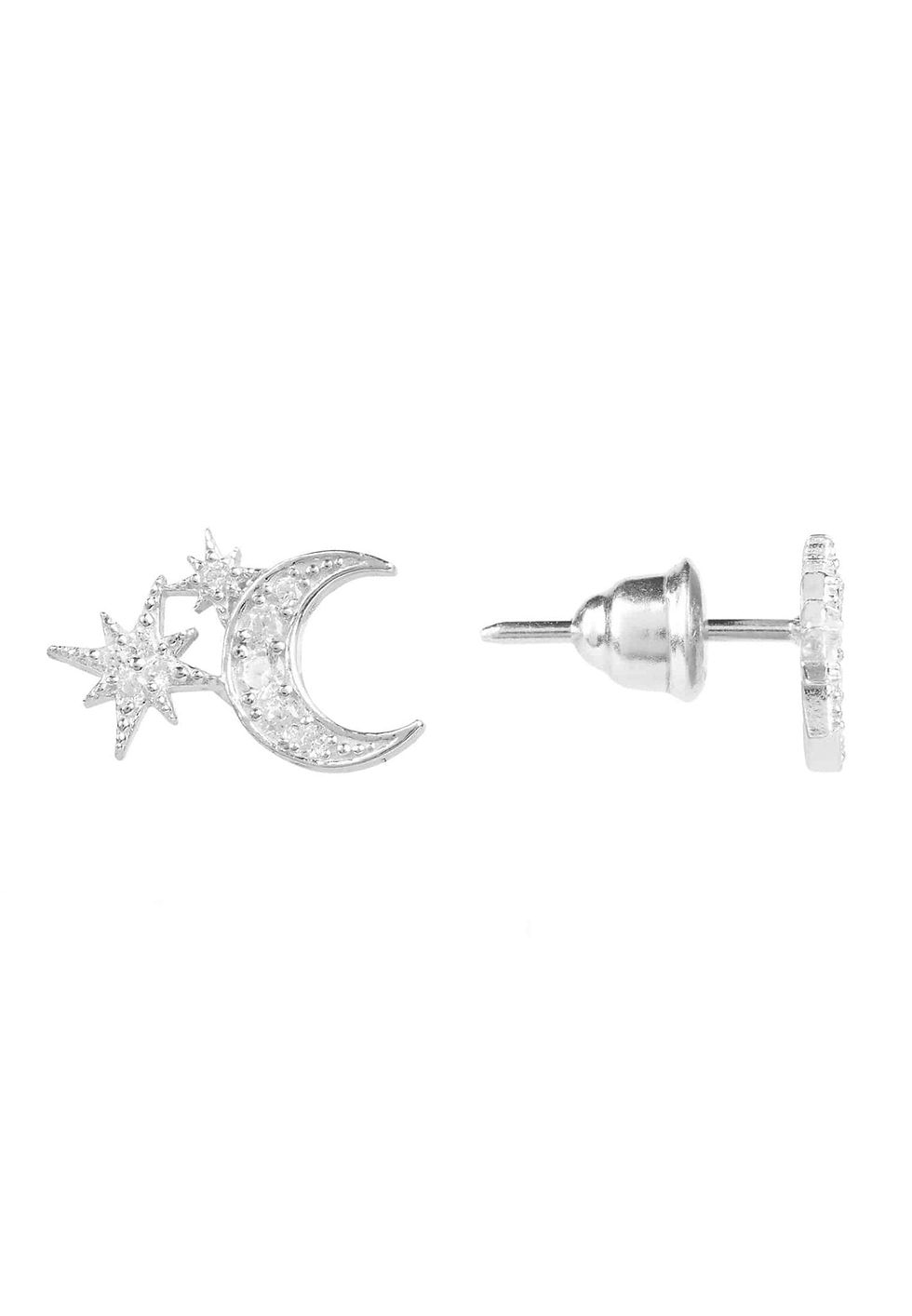 Thumbnail: Moon and Starburst Mini Earrings Silver