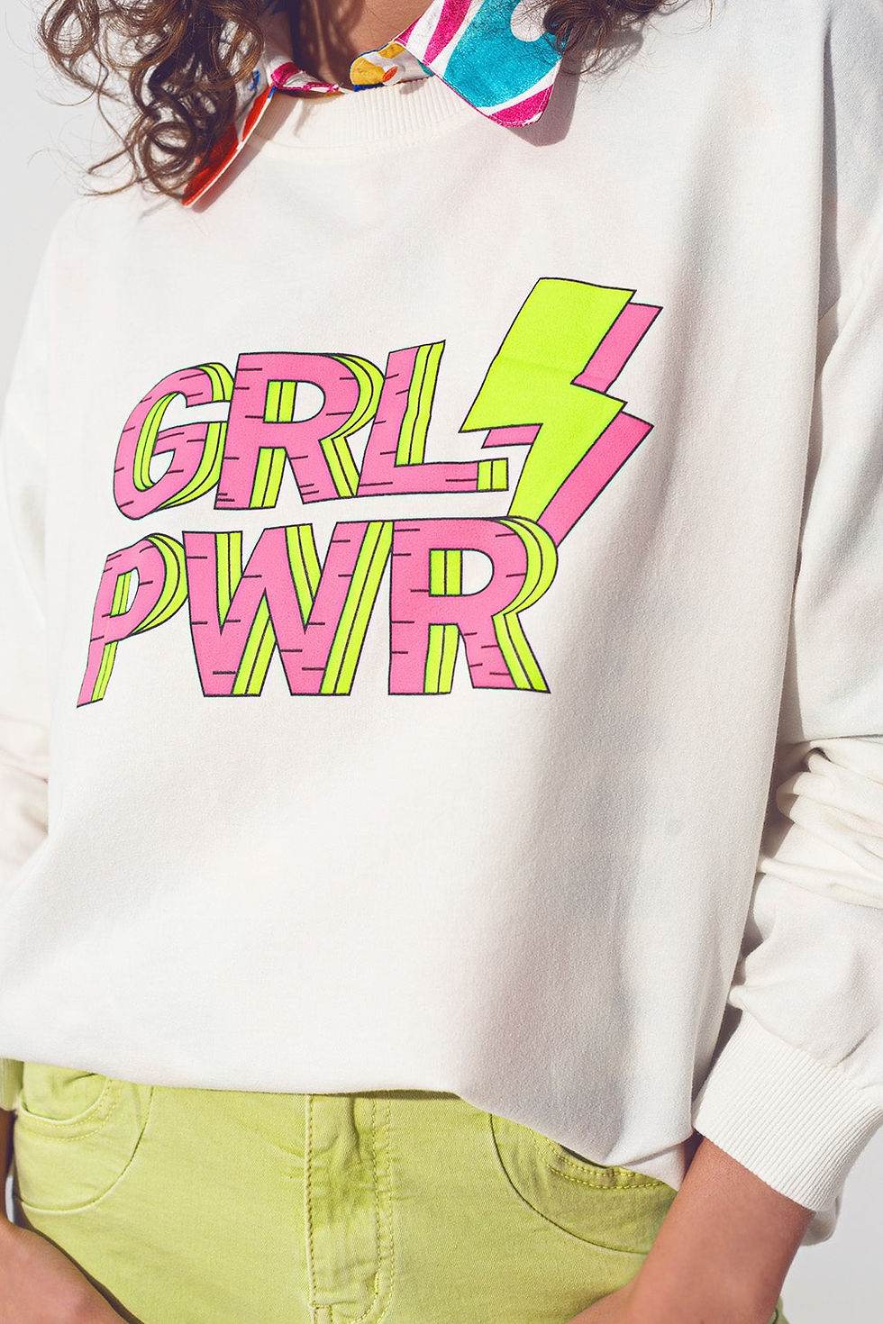 Thumbnail: GRL PWR Text Sweatshirt in White