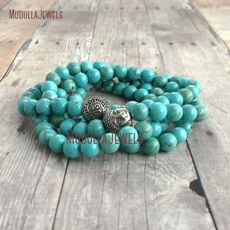 Thumbnail: African Opal Beads Yoga Jewelry Mala Necklace