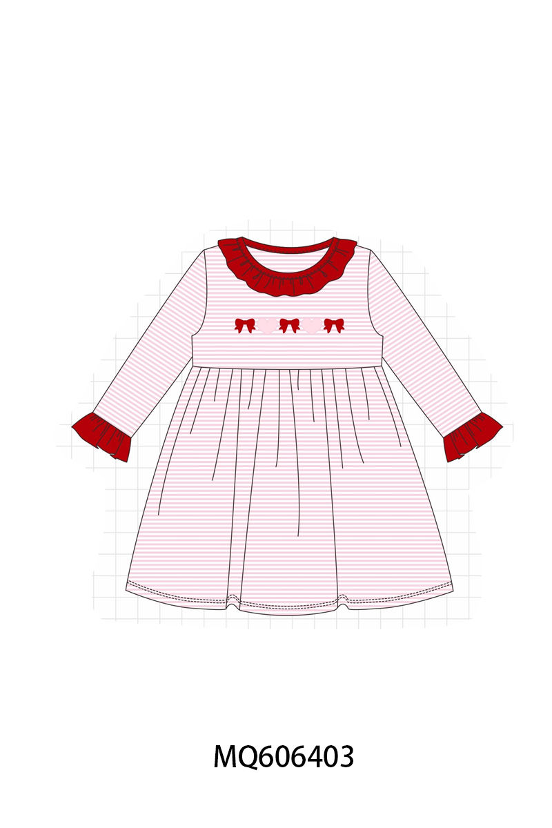 Pink bow & heart embroidered dress