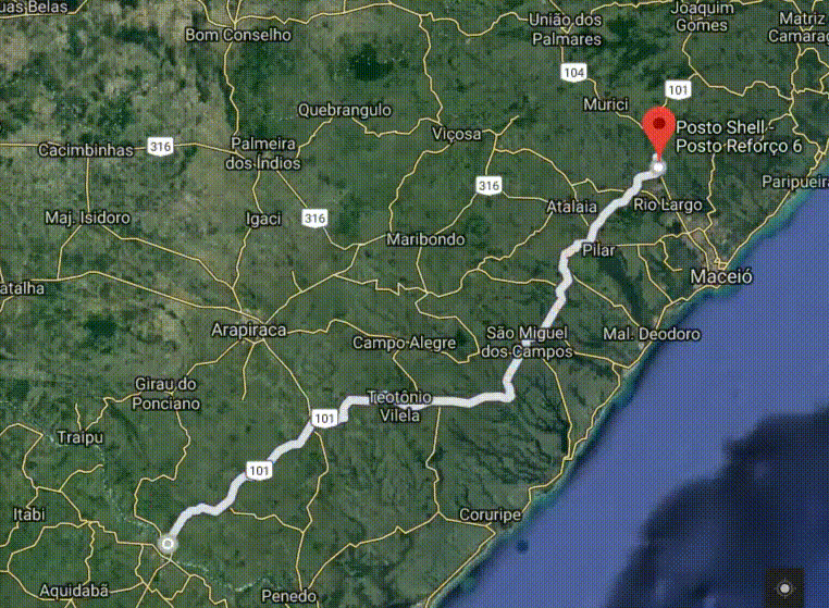 Rota do tráfico de animais em Alagoas