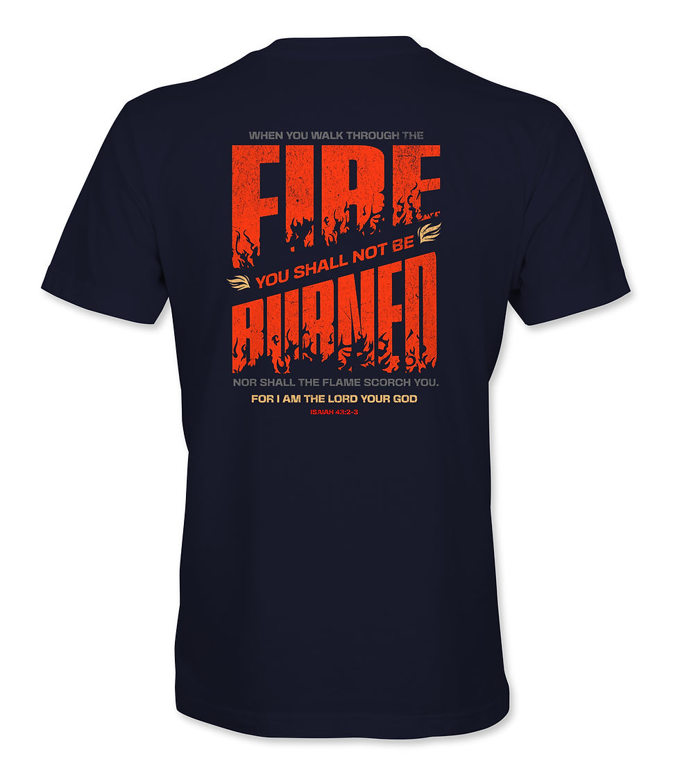 Thumbnail: You Shall Not Be Burned Christian T-Shirt – Isaiah 43:2 Faith Design
