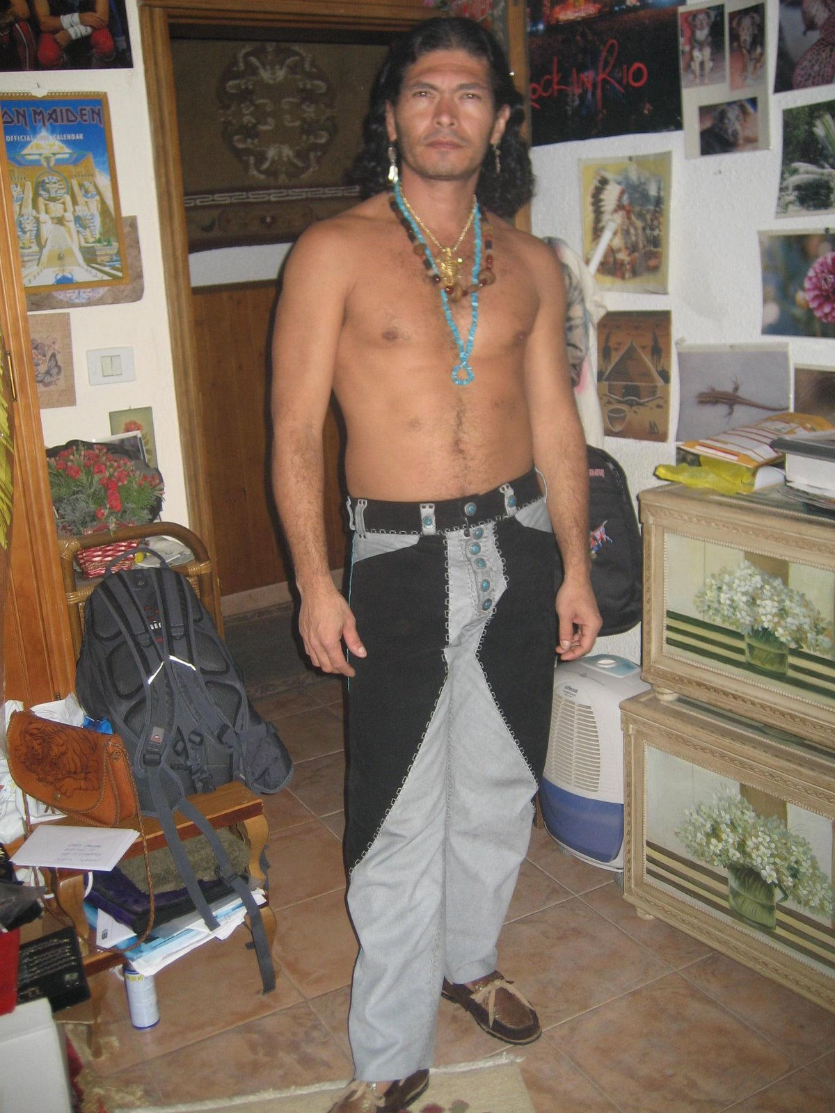 Pantalones de cuero de ante natural