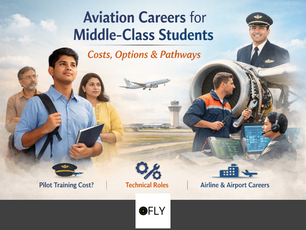 Young individuals consider aviation careers. A pilot, engineers, and a plane in background. Text highlights costs and pathways.