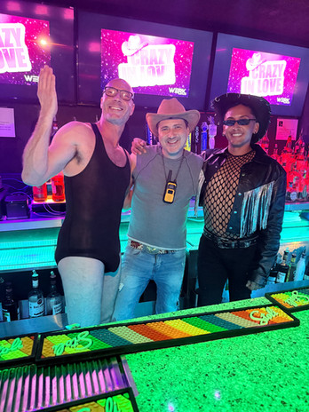 Bartenders at a gay bar in Long Beach California