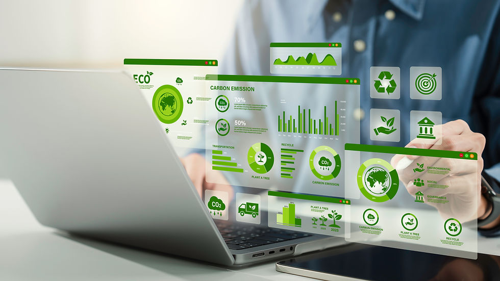 laptop with net zero information and man reading it