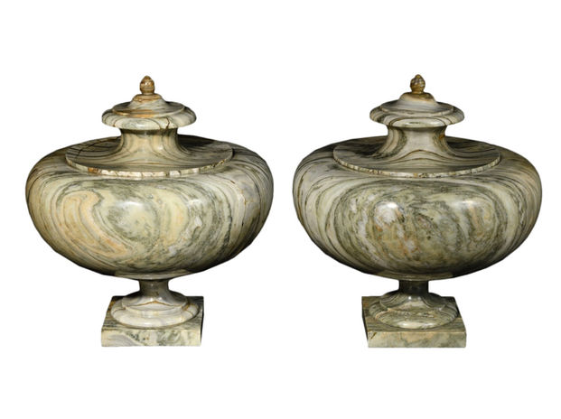 Vases en marbre cipolin