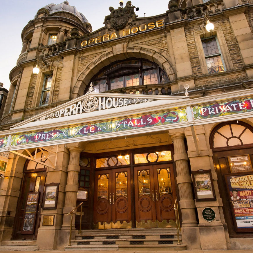 Buxton Opera House illuminated at night