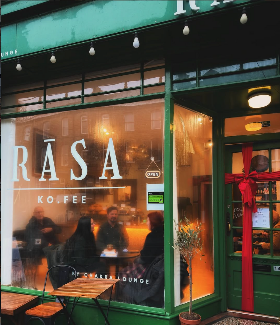 Rasa coffee shop in Buxton — takeaway coffees perfect for a gentle morning walk to Pavilion Gardens.