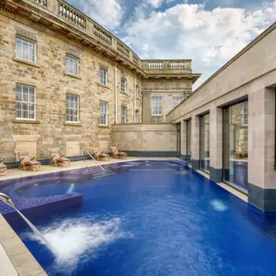 Outdoor thermal pool at the Crescent Spa, featured in our Buxton spa guide for winter wellness breaks.