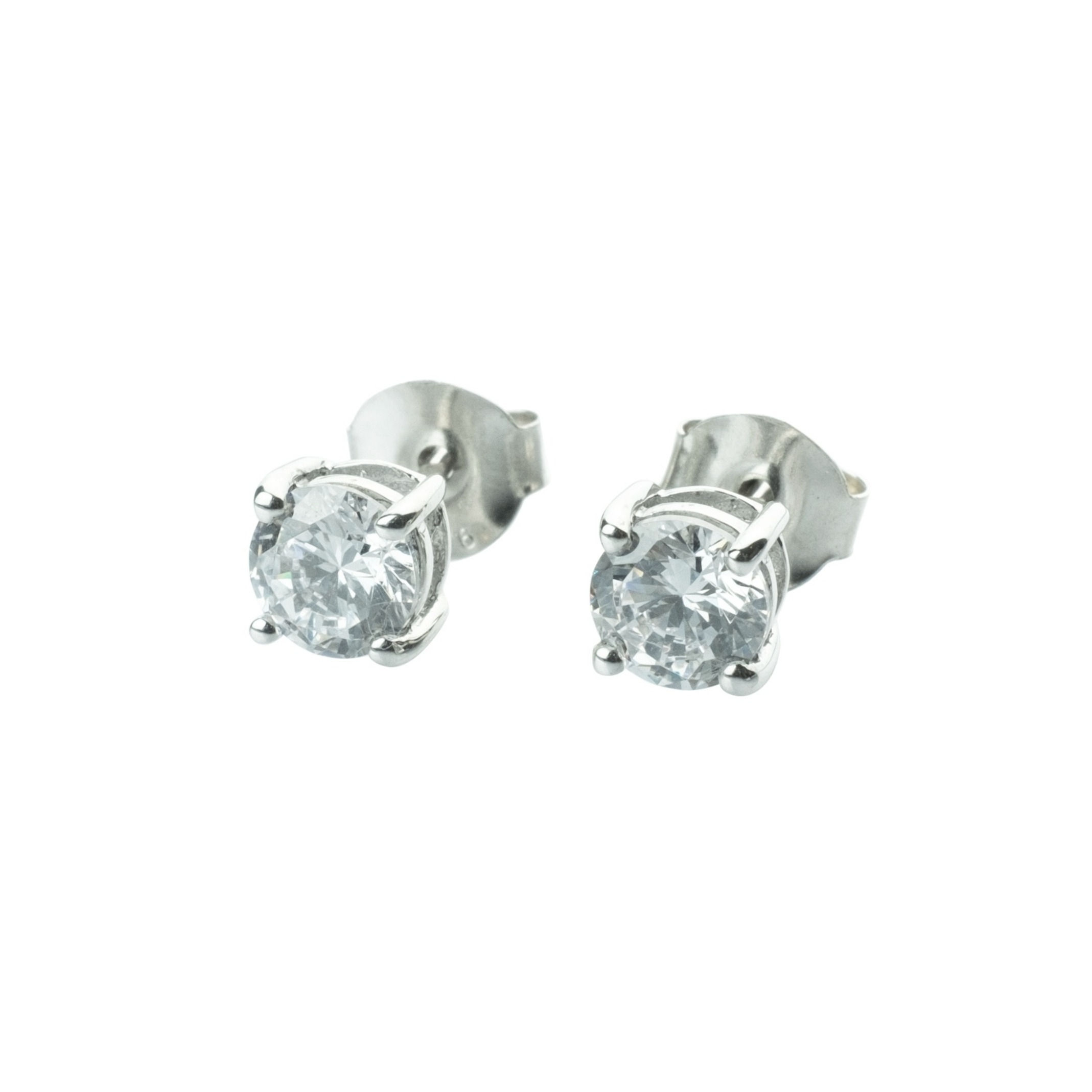 Sterling Silver Diamond Simulant CZ Earrings - 4.75MM