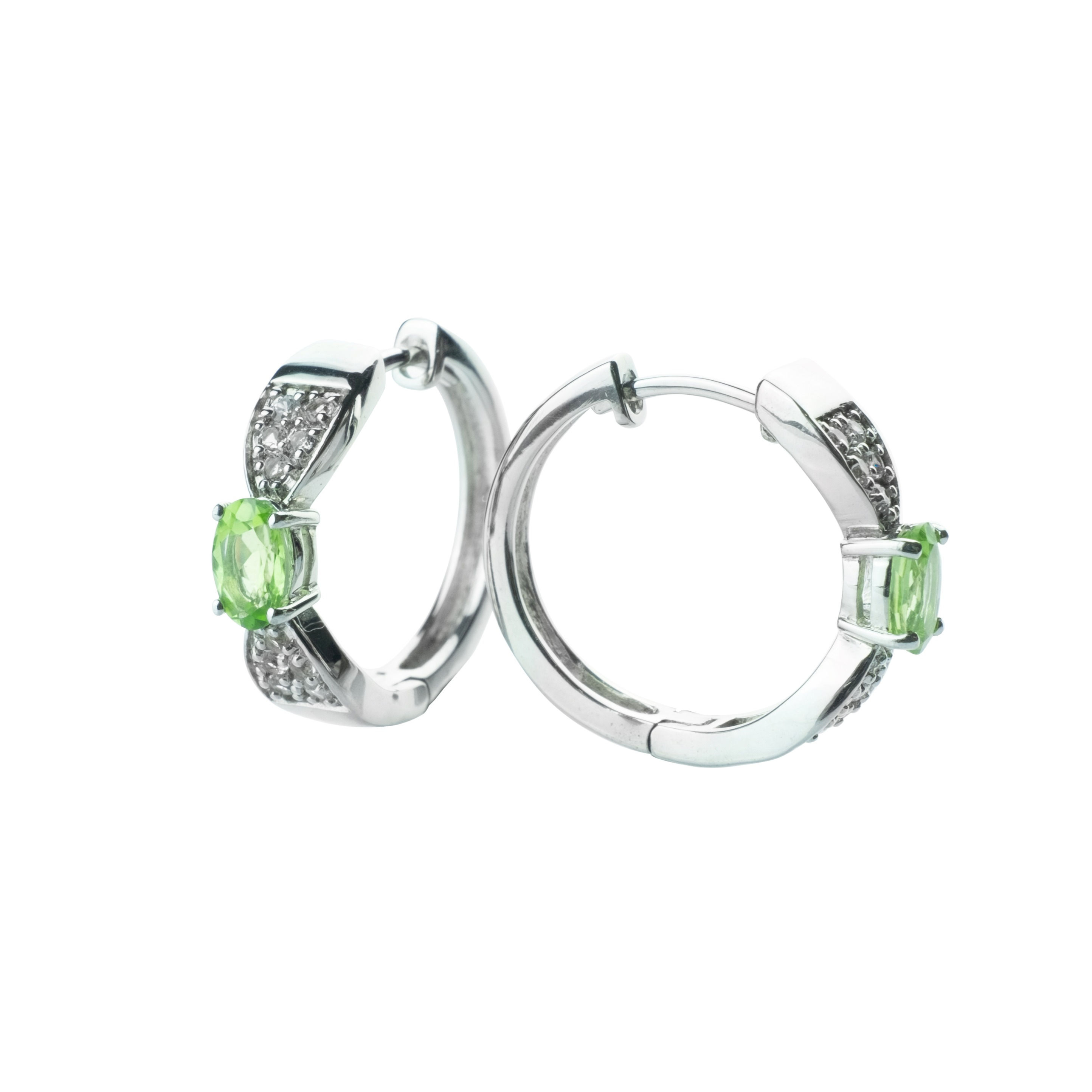 Sterling Silver Peridot Hoop Earrings
