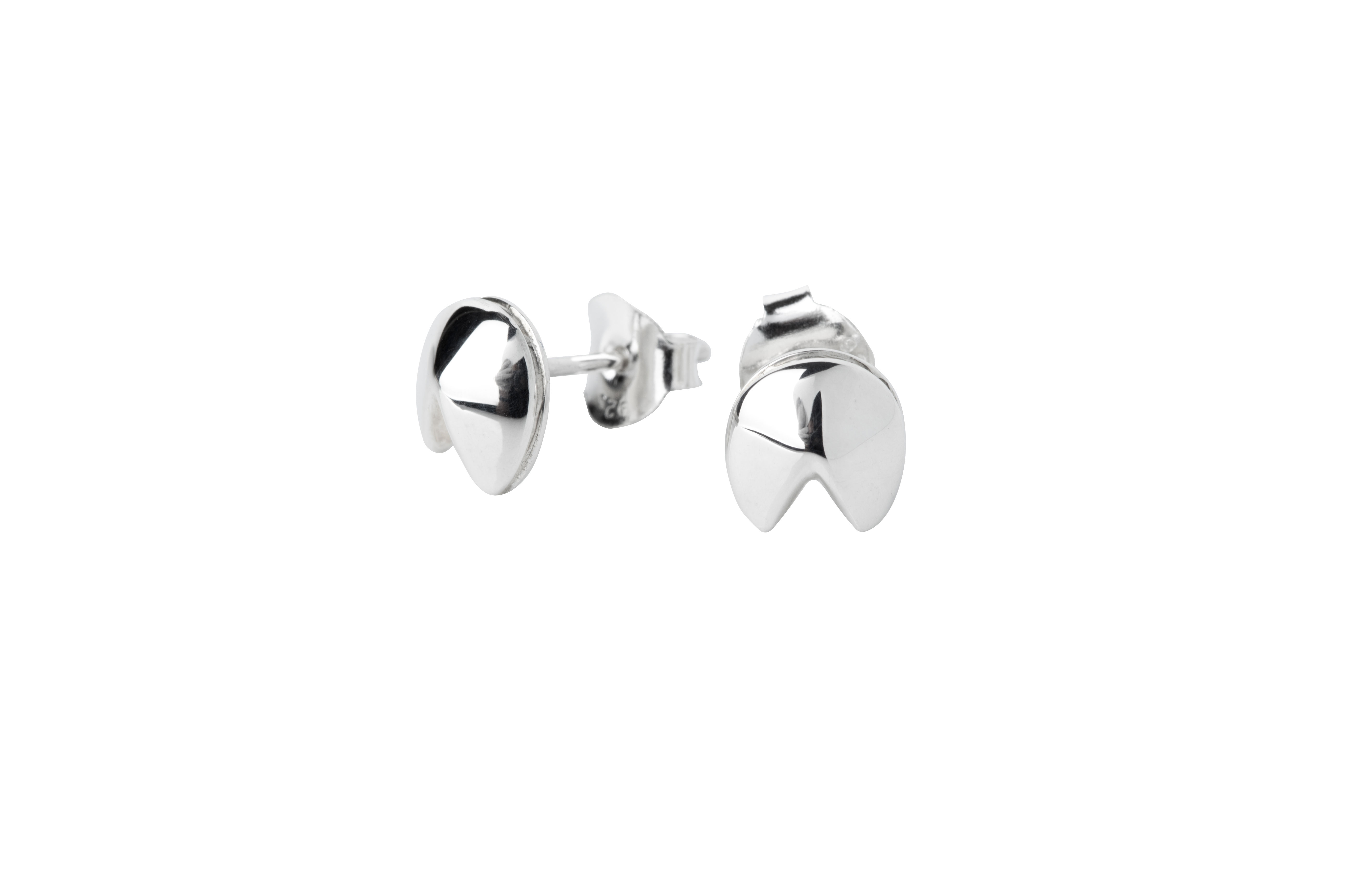 Sterling Silver  Fortune Cookie Earrings