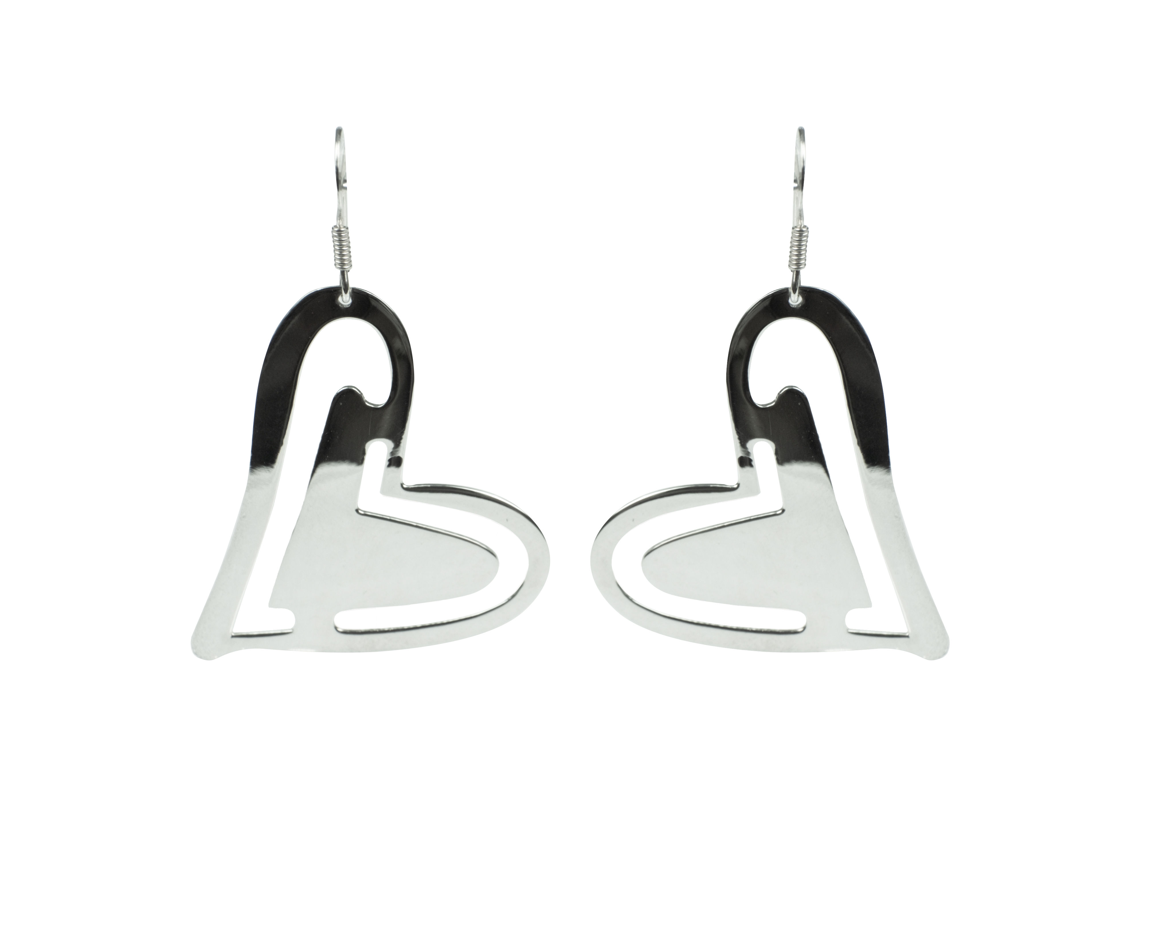 Sterling Silver Flat Heart Earrings