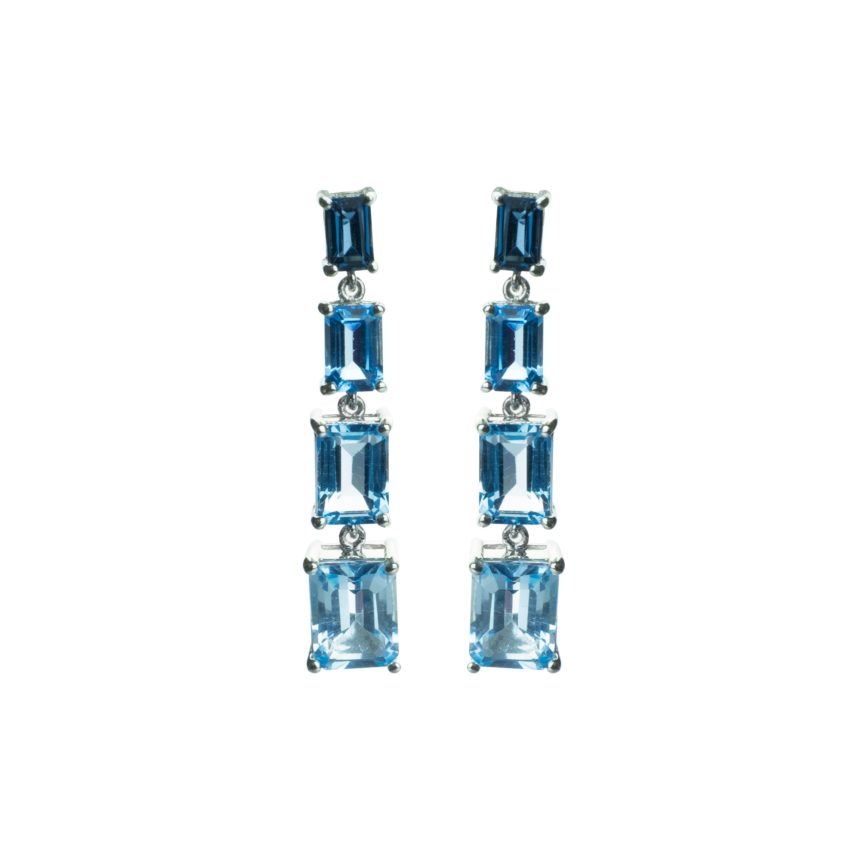 Sterling Silver Gradient Blue Topaz Dangle Earrings