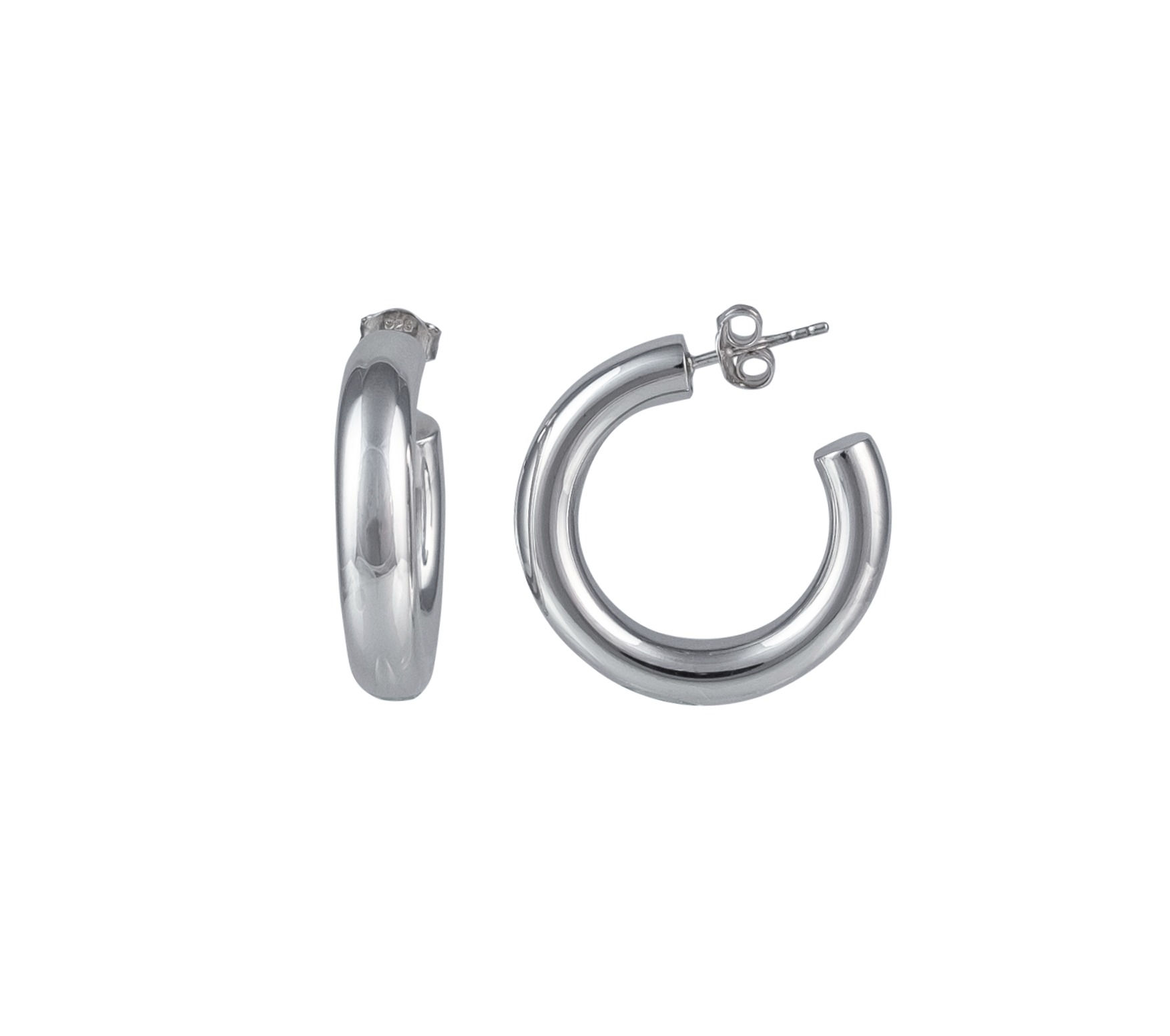 Sterling Silver Thick 6 mm Hoop Earrings