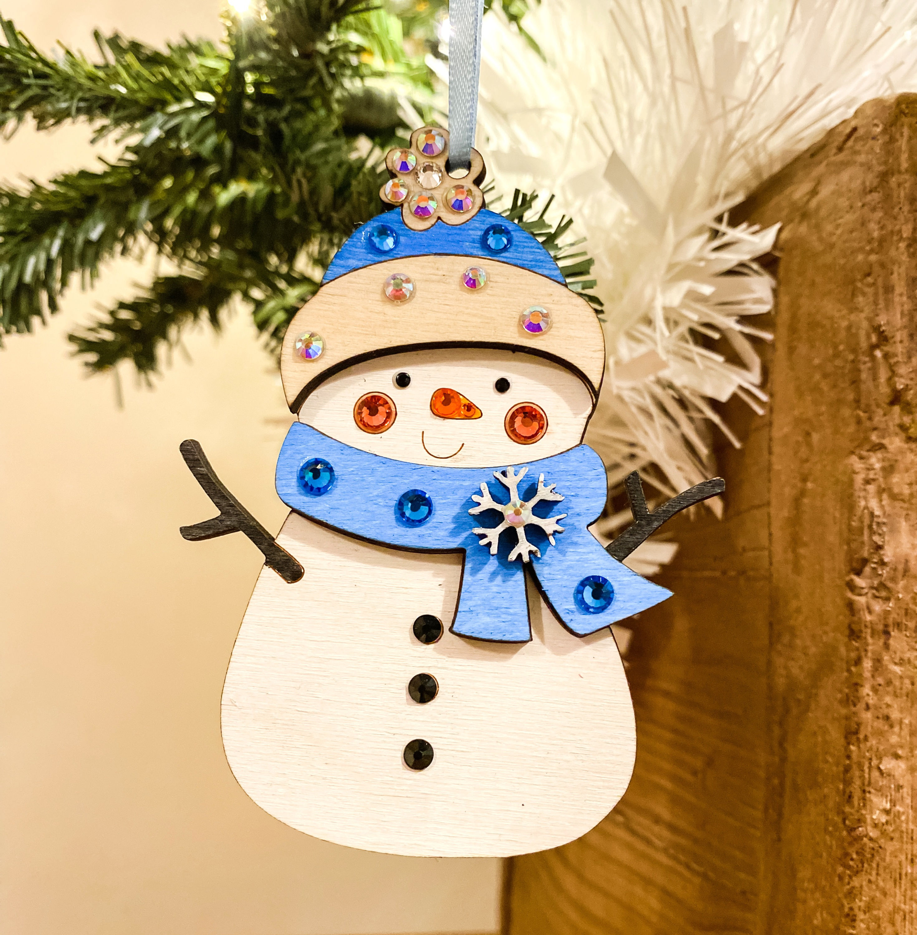 Cute Snowman Wooden Tree Decoration