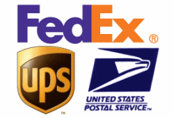 Logos for fedex, ups and ups
