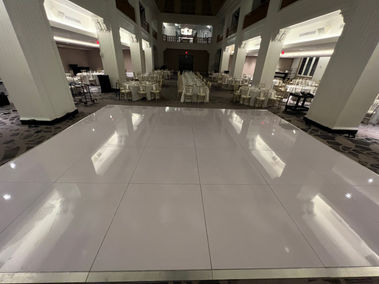 20x24 white dance floor rental at Renaissance Cincinnati Downtown Hotel by Eden Rentals