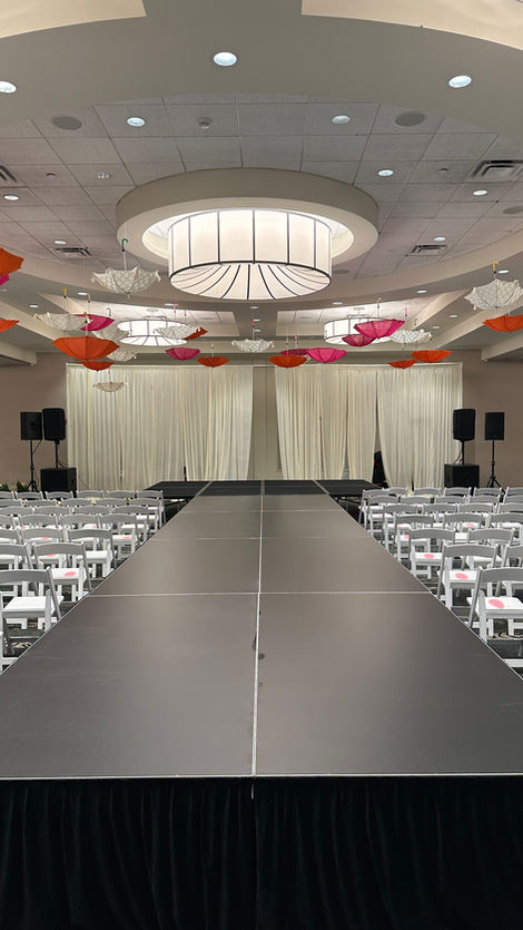 8'x32' catwalk stage and runway rental for fashion shows and weddings in Columbus Ohio by Eden Rentals