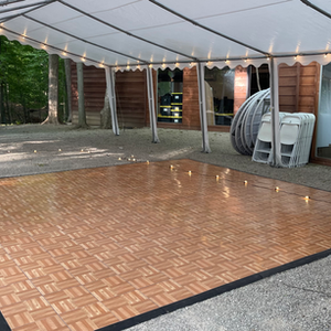 15x15 outdoor wood dance floor for tented garden wedding in Columbus Ohio by Eden Rentals