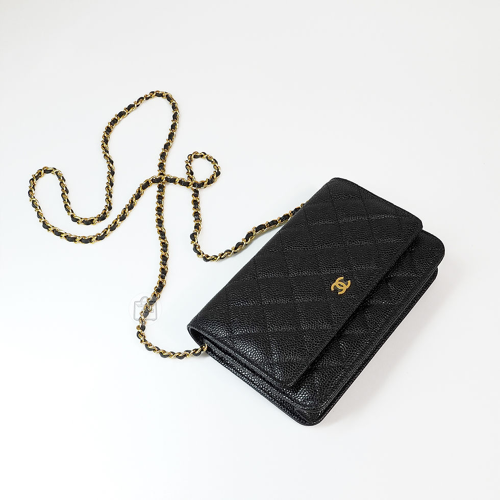 Thumbnail: Chanel Caviar Woc Classic Wallet Shoulder Bag Đen
