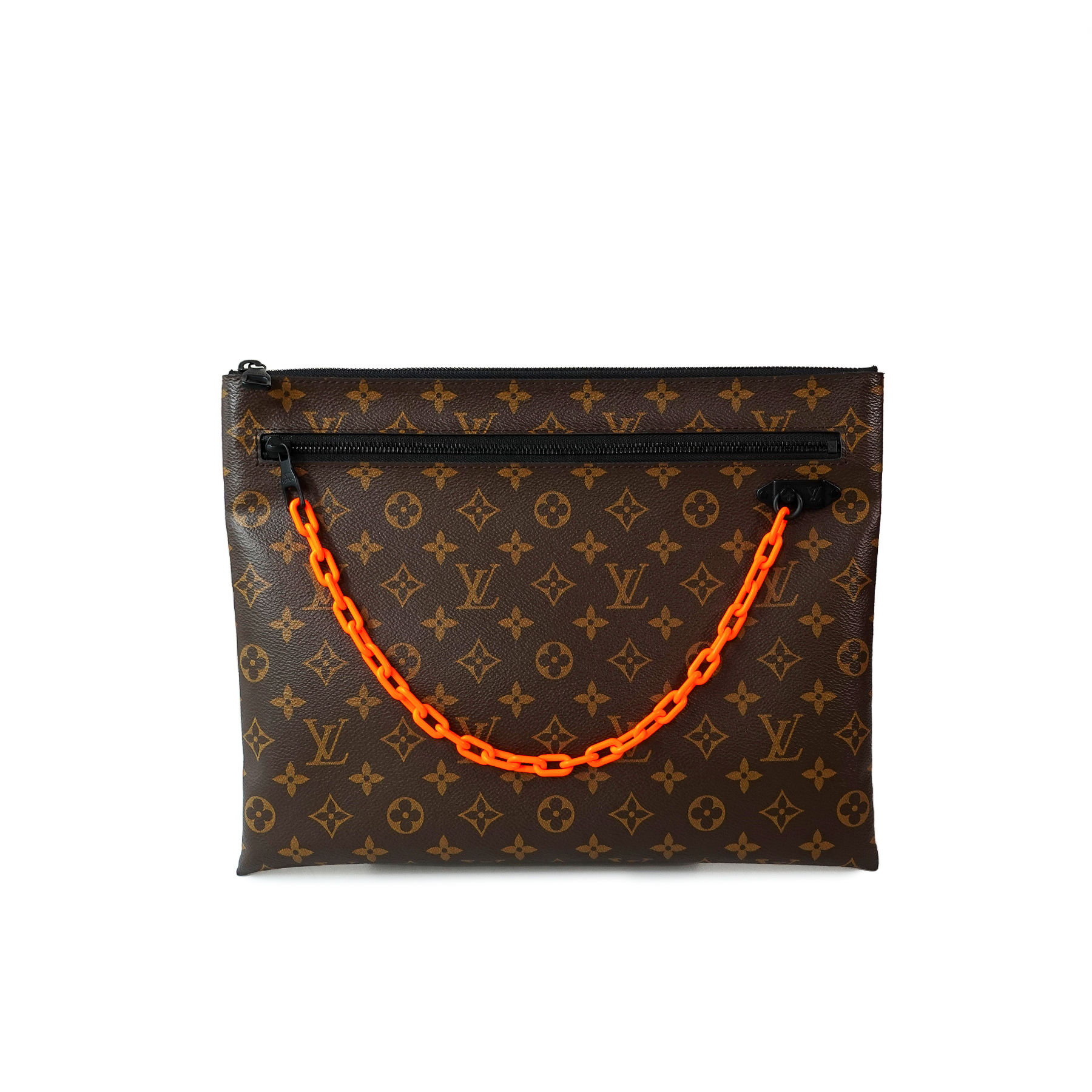 Louis Vuitton Pochette A4 Clutch Nâu Xích Cam