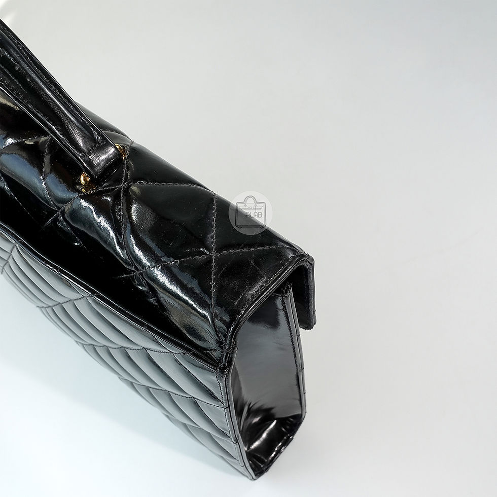 Hình thu nhỏ: Chanel Black Patent Leather Vintage Briefcase