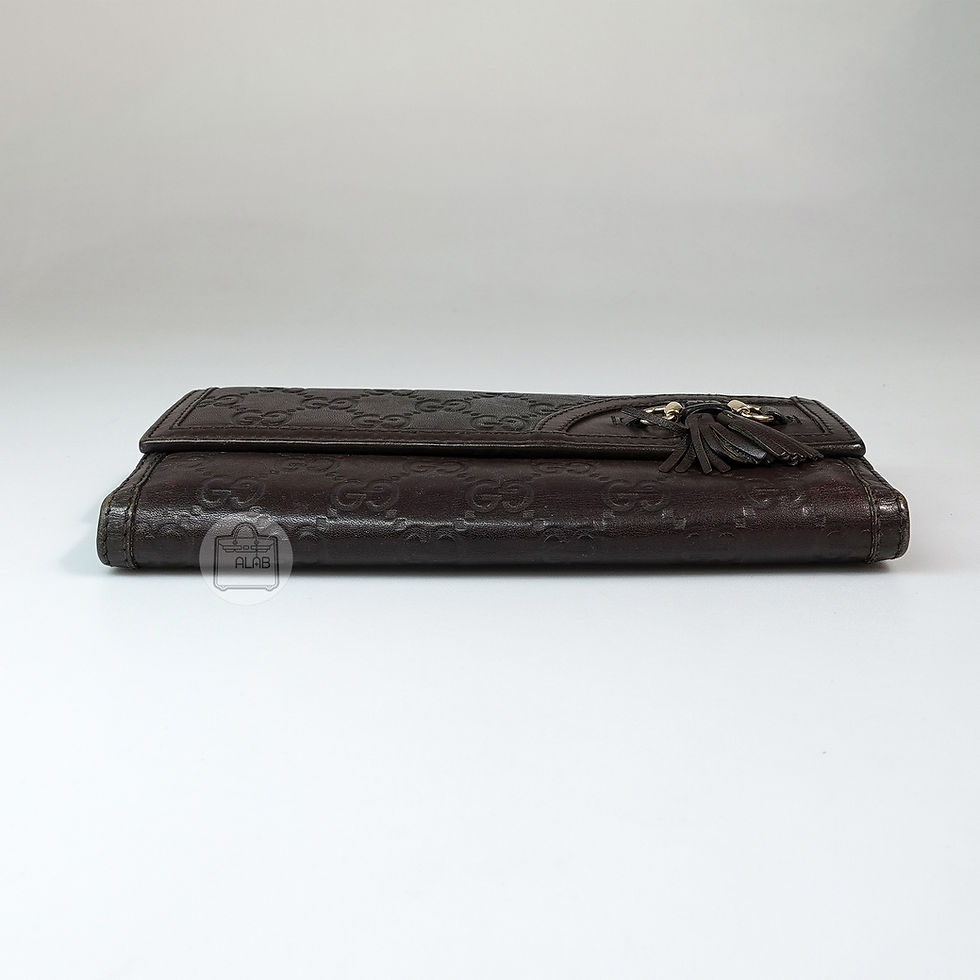 Thumbnail: Gucci Fold Long Wallet GG Nâu