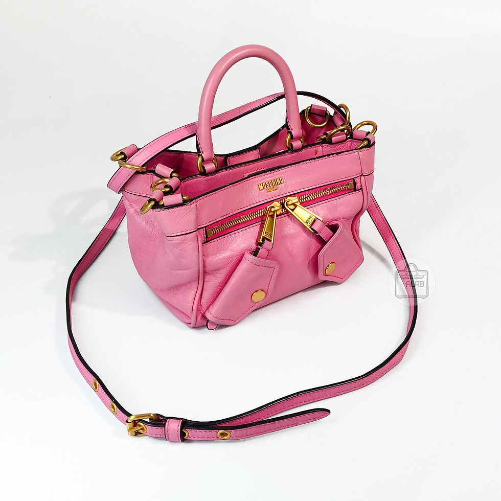 Hình thu nhỏ: Moschino Leather Biker B-Pocket Handbag Hồng