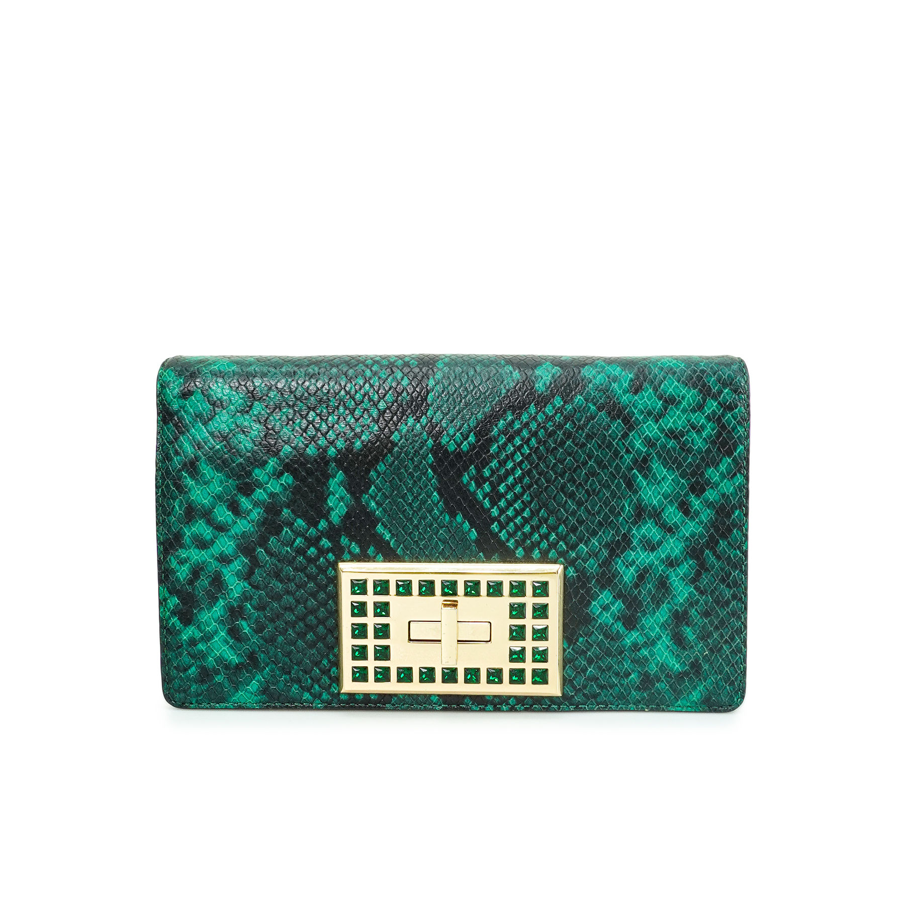 Michael Kors Ellie M Um Shoulder Flap Bag Vân Xanh Lá