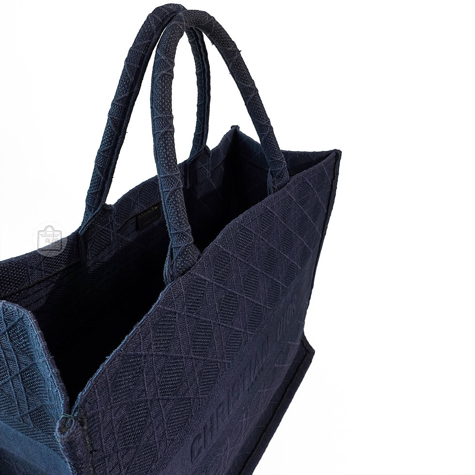 Thumbnail: Christian Dior Canvas Book Tote Large Bag Xanh Đen