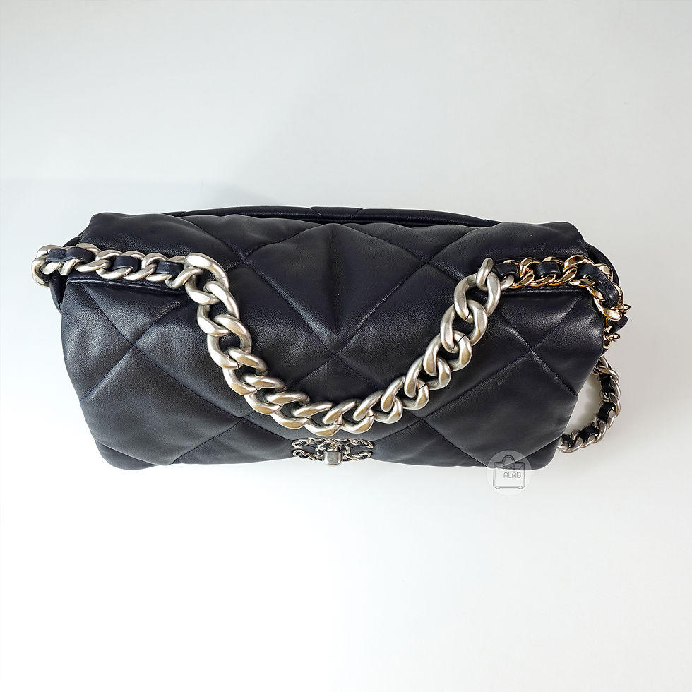 Hình thu nhỏ: Chanel 19 Series Classic Double C Logo Lambskin Silver Turn Buckle Đen
