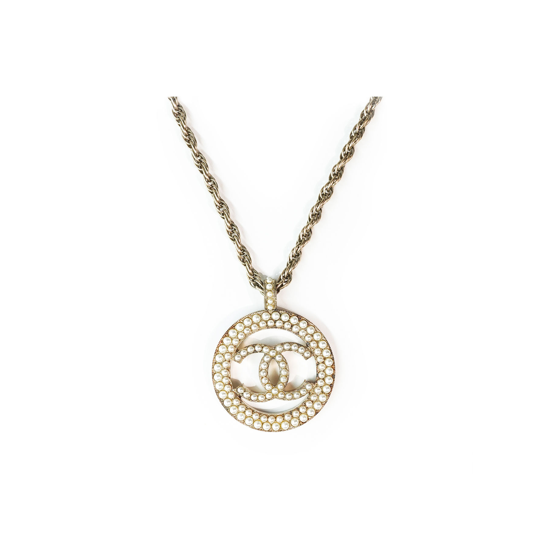 Chanel Dây Chuyền Mặt CC Ngọc Trai