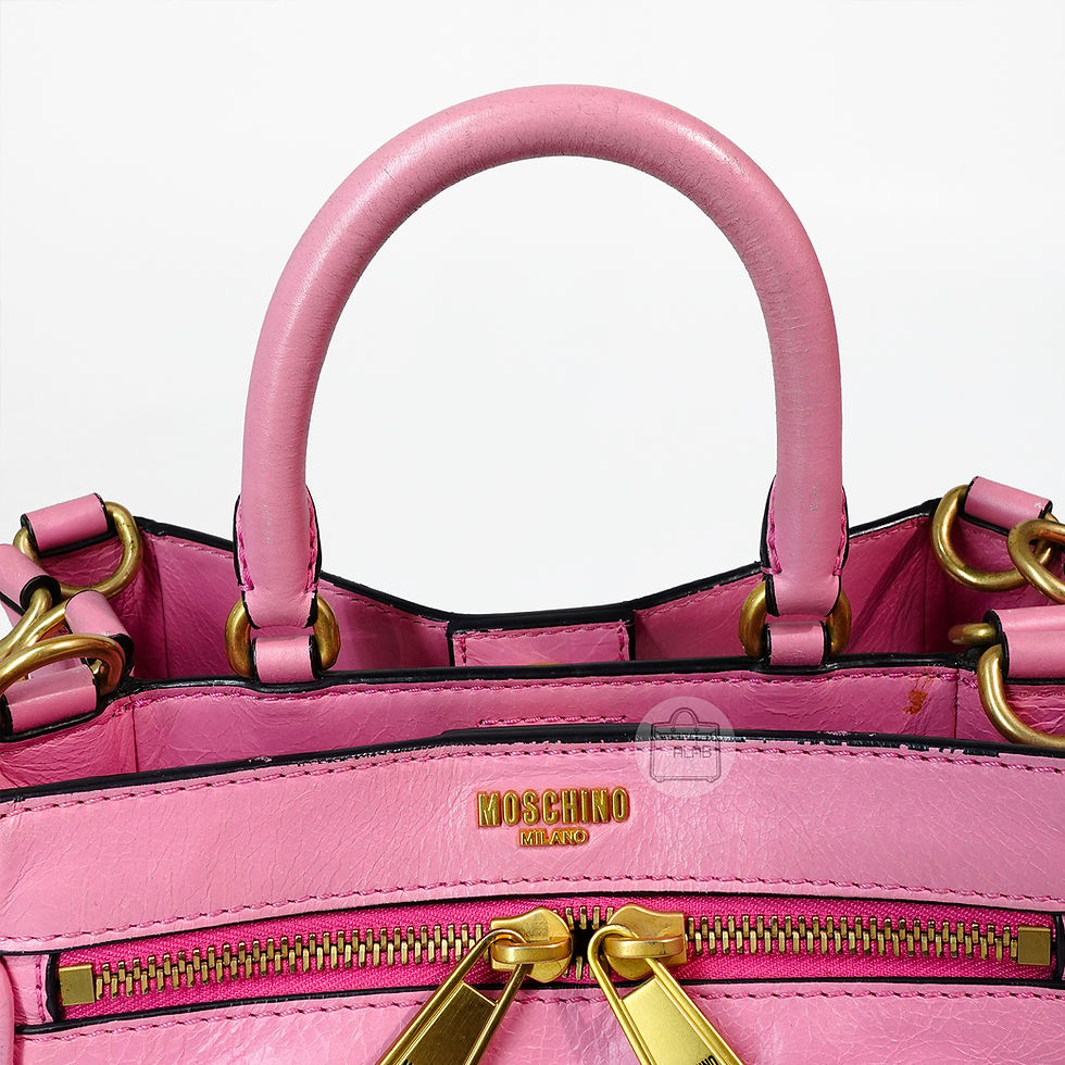 Thumbnail: Moschino Leather Biker B-Pocket Handbag Hồng