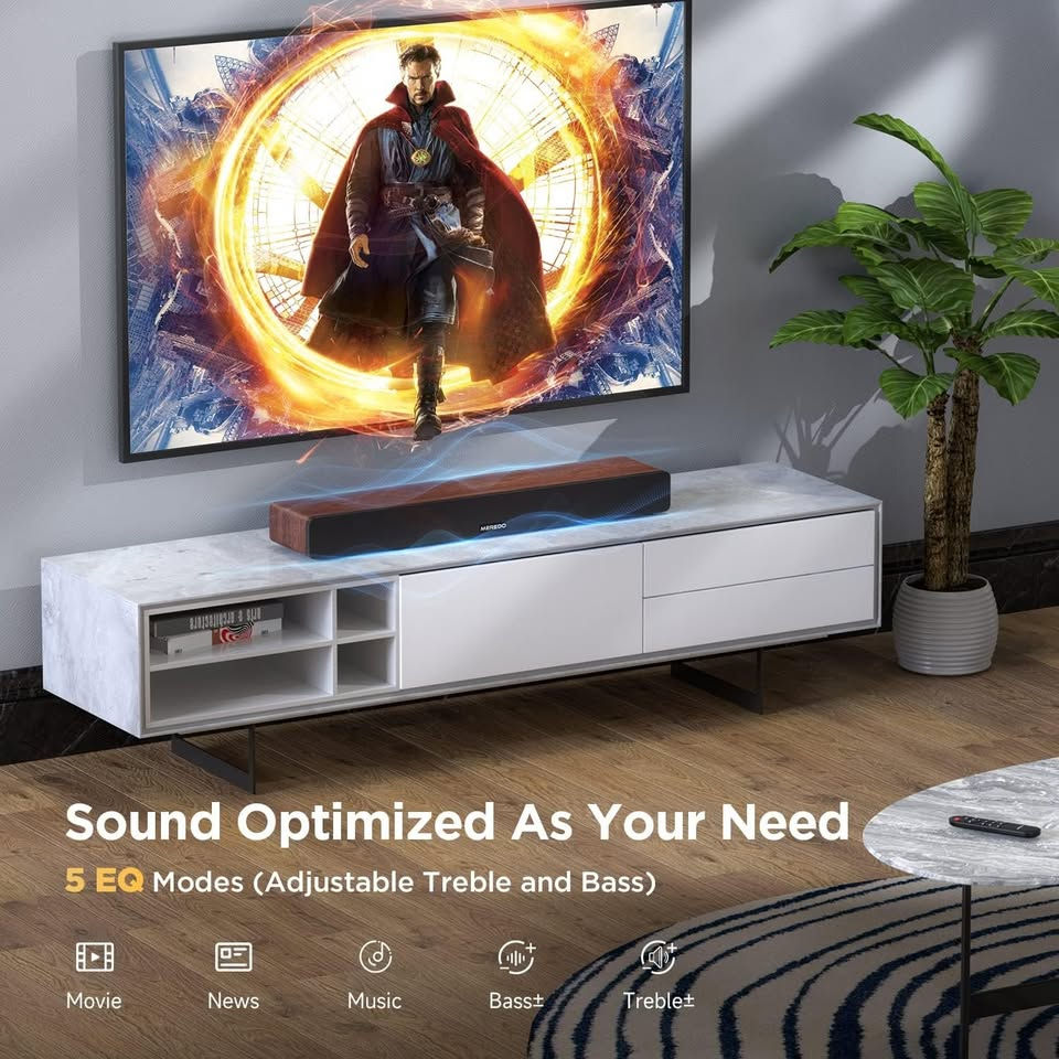 Thumbnail: MEREDO 165W 2.1CH Sound Bar Built-in Subwoofer Brown Wooden 31 inch Sound Bars