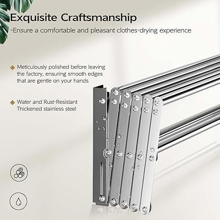 Miniature : Wall Mounted Clothes Drying Rack, Foldable Wall Mount Laundry Drying Rack, 7 Dry
